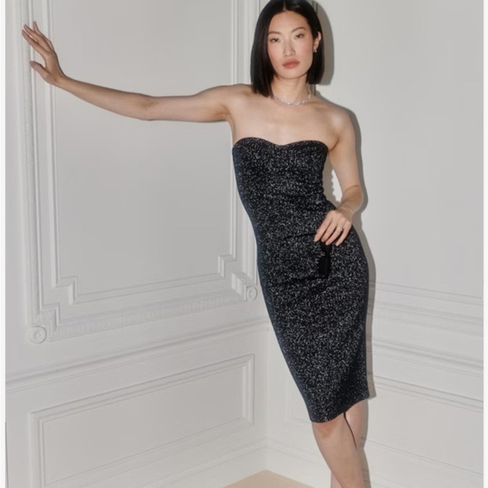 Abercrombie & Fitch Sparkly Tube Evening Cocktail MIDI Dress